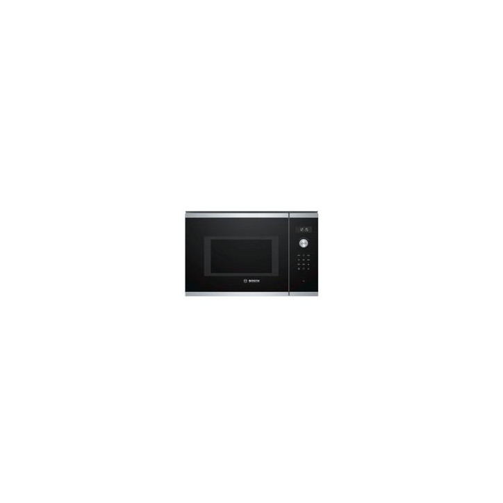 BOSCH Microondas 25L Integr. sin marco, Electronico, 38 cm., Con Grill, Cristal negro/inox, Display LED, 8 prog. auto., plato