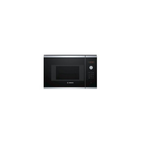 BOSCH Microondas 20L Integr. sin marco, electronico, 38 cm., Cristal negro/inox, Display LED, 8 prog. auto., plato giratorio