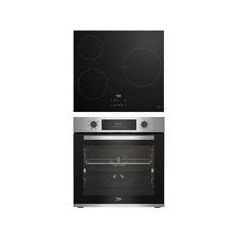 BEKO Conjunto Horno Multif.6 + Induccion 3 zonas, Limpieza SteamShine, Display digital, Rail Telescopico
