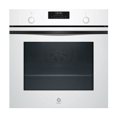 BALAY Horno Multif. 8, A+, Aqualisis, F. freidora de aire, Cristal Blanco, Control Comfort, Reloj electronico con progr. de